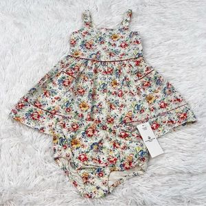 Polo Ralph Lauren 2 piece set sleeveless floral dress front patch pockets